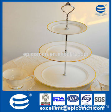3 tiers cake stand / fruit plate with elegant painting, gold decoration